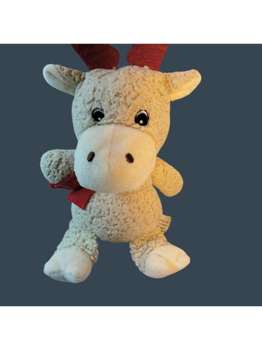 Christmas Moose Reindeer Plush Toy Red Felt Scarf Antlers fleece Lovey